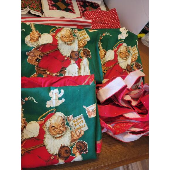 Fabric & Aprons To Sew Holiday Christmas Santa Claus Animal Print Textile - Picture 7 of 7